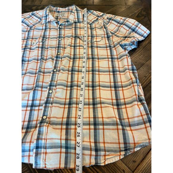 Lucky Brand SHORT SLEEVE SNAP BUTTON SHIRT Men XXL PLAID Western Cowboy Festival - Picture 6 of 7